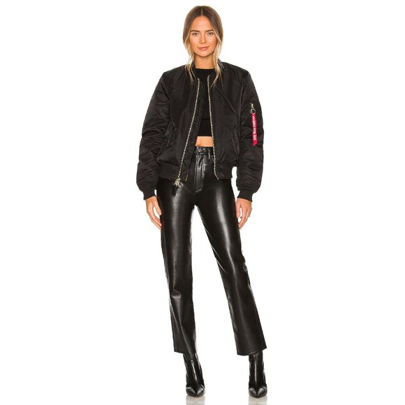 ALPHA INDUSTRIES Women's Black Nylon MA-1 Flight Reversible Zip Bomber Jacket XS - Picture 4 of 11